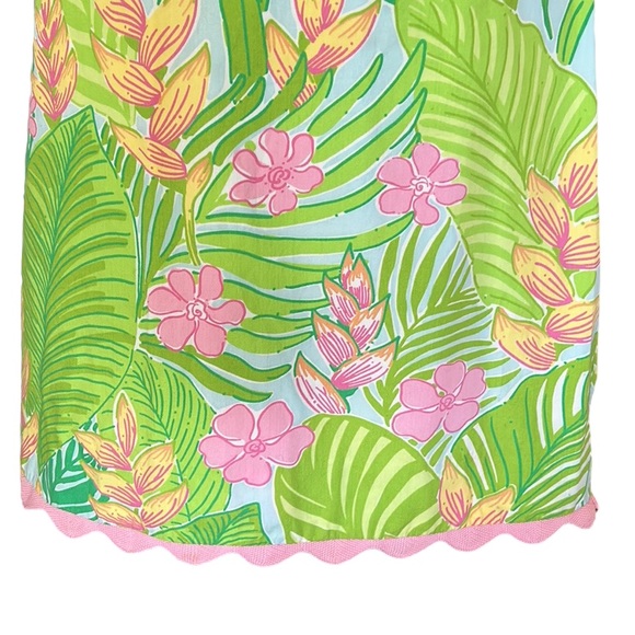 Lilly Pulitzer Vintage Cynthia Botanical Garden Pink Green Scallop Mini Skirt  8 - Picture 3 of 11